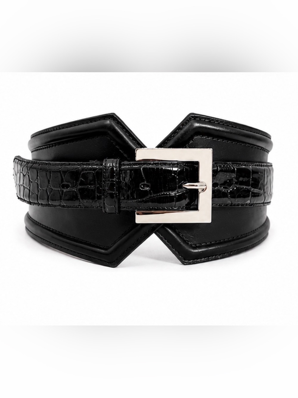 Italian Leather & Alligator Oscar de la Renta Runway Black Corset Belt
